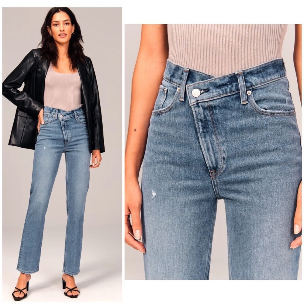 Abercrombie & Fitch The 90s Straight Ultra High Rise Criss Cross Size 29 regular